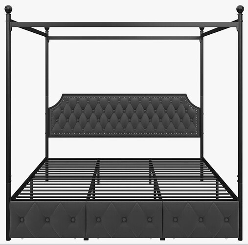 Artevious+Upholstered+Metal+Canopy+Storage+Bed-front view
